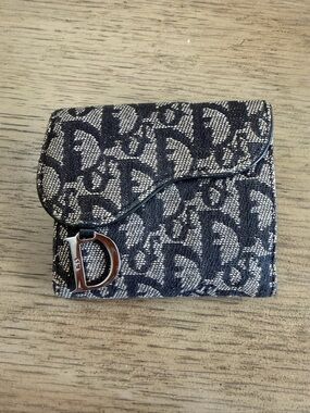 Authentic Christian Dior Trotter Monogram Canvas Compact Wallet COA included